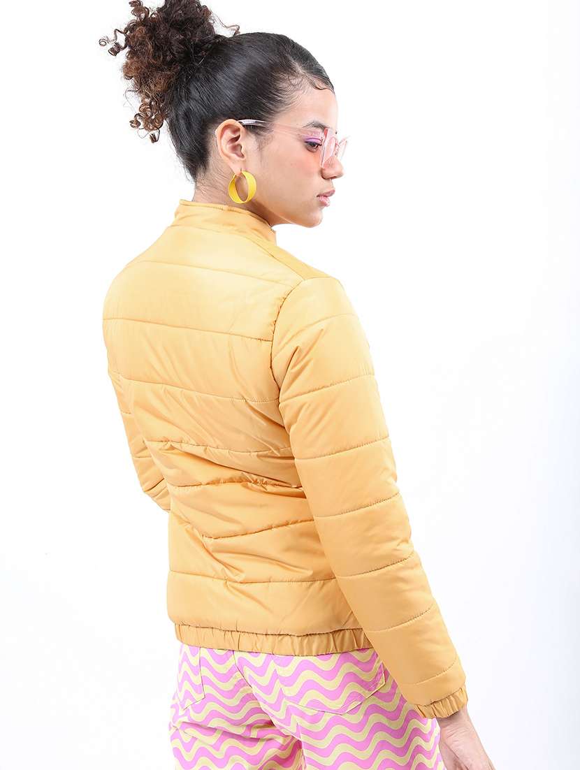 women solid long sleeves quilted jacket - 21650981 - Standard Image - 2