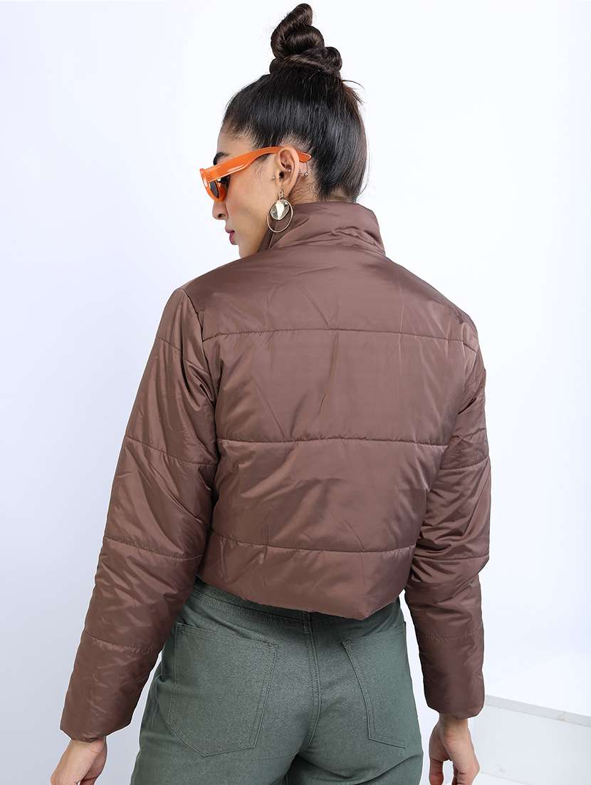 women solid long sleeves quilted jacket - 21650985 - Standard Image - 2