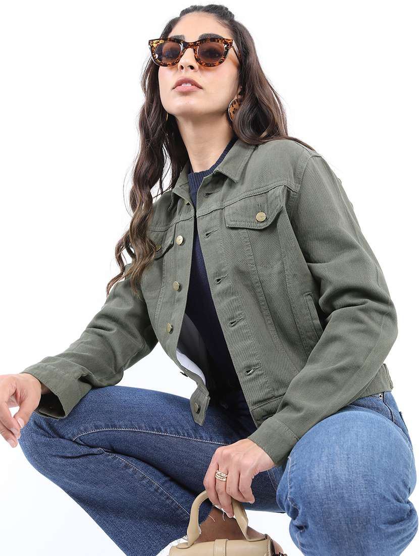 women long sleeves solid denim jacket - 21651001 -  Standard Image - 2