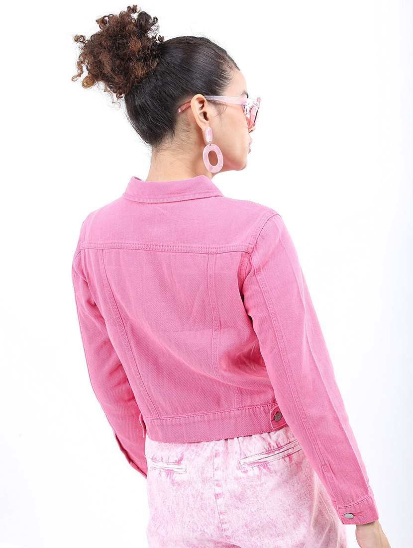 women long sleeves solid denim jacket - 21651002 -  Standard Image - 2