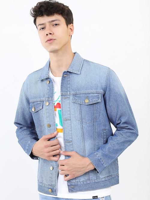 men solid long sleeve denim jacket - 21651007 -  Standard Image - 0