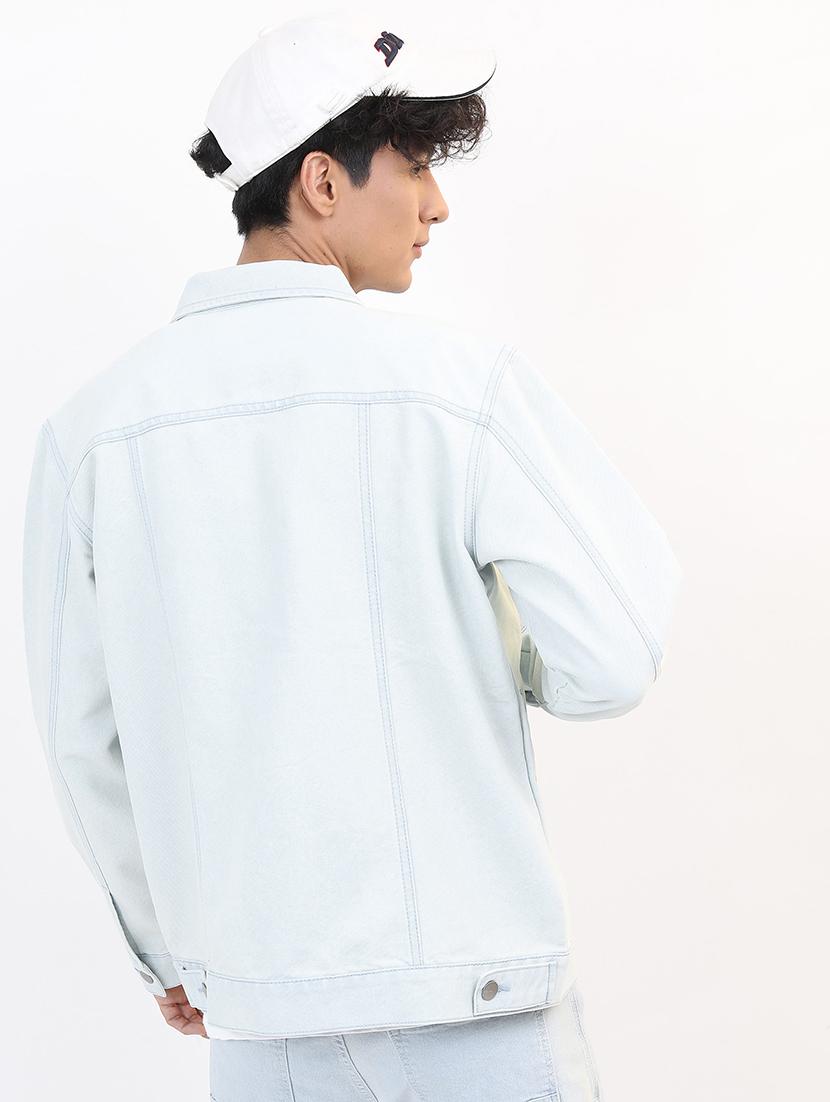 men solid long sleeve denim jacket - 21651013 - Standard Image - 2