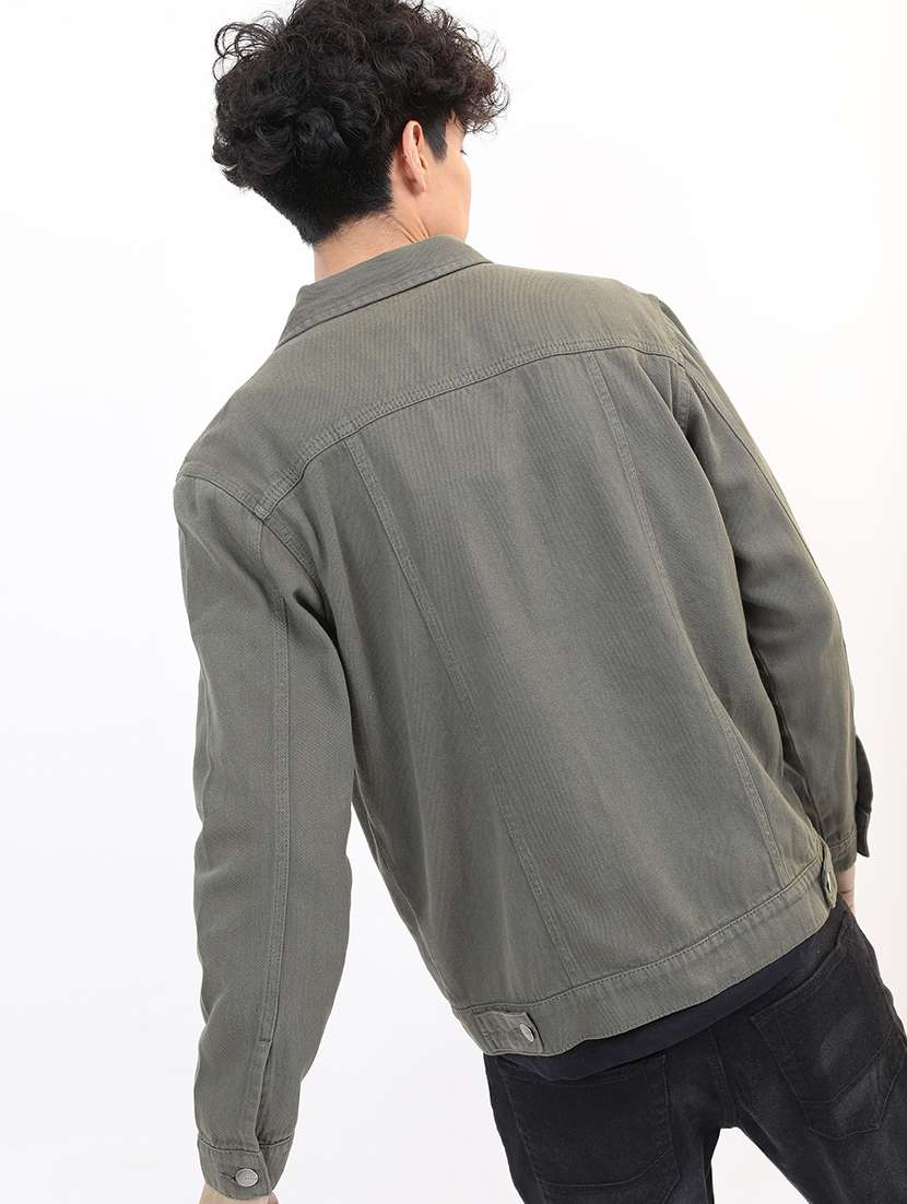 men solid long sleeve denim jacket - 21651021 - Standard Image - 2