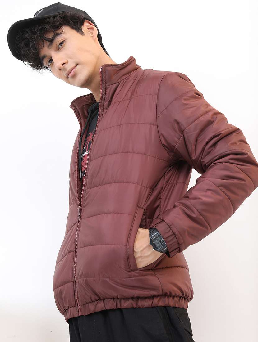 men long sleeves solid quilted jacket
