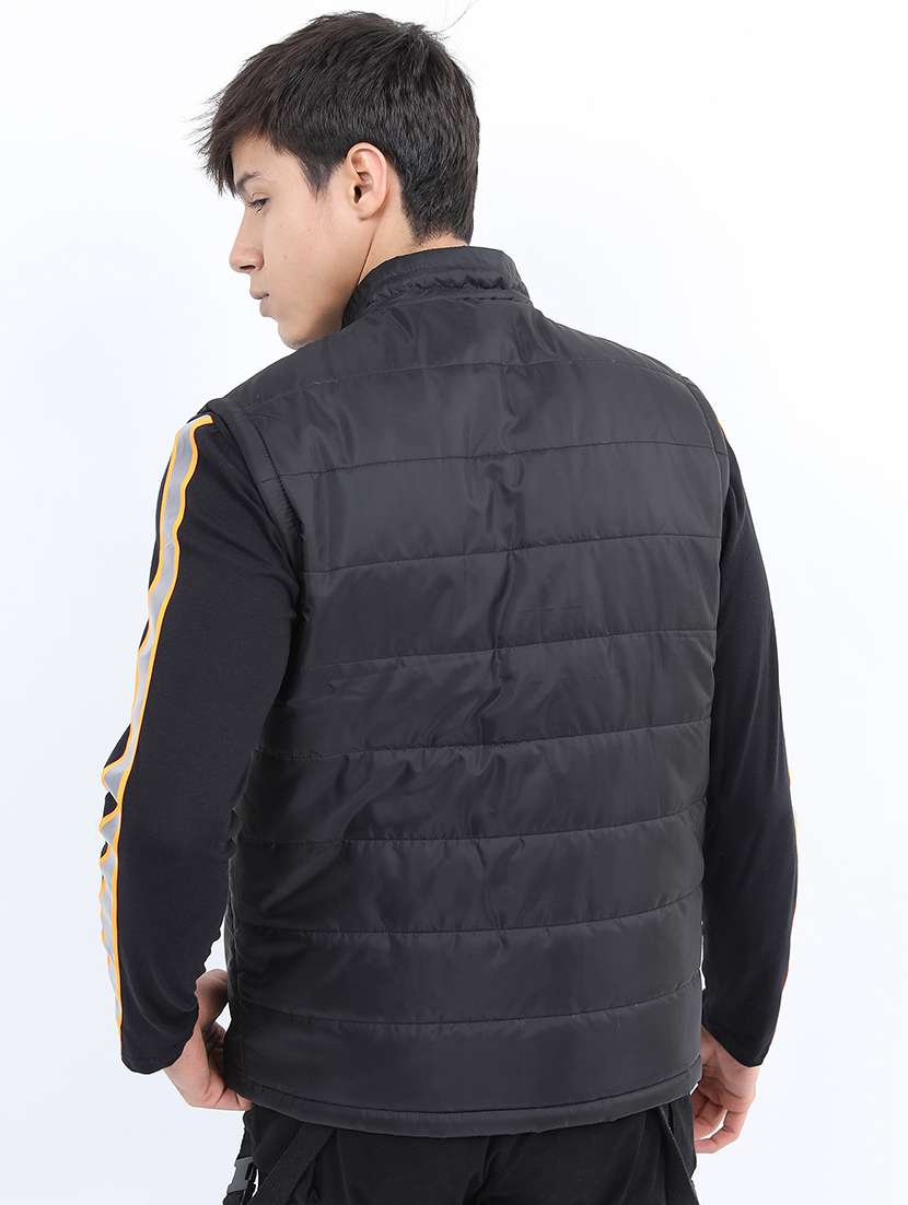 men solid sleeveless quilted jacket - 21651050 - Standard Image - 2