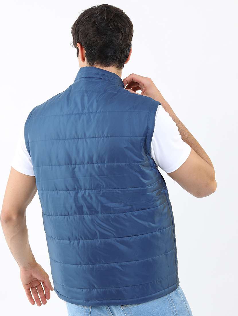 men solid sleeveless quilted jacket - 21651052 -  Standard Image - 2