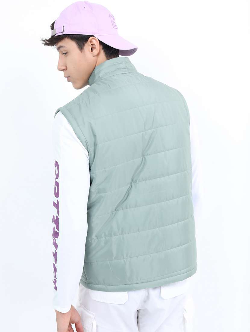 men solid sleeveless quilted jacket - 21651055 - Standard Image - 2