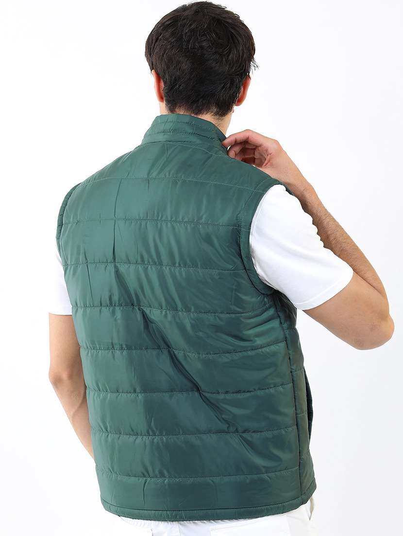 men solid sleeveless quilted jacket - 21651057 -  Standard Image - 2
