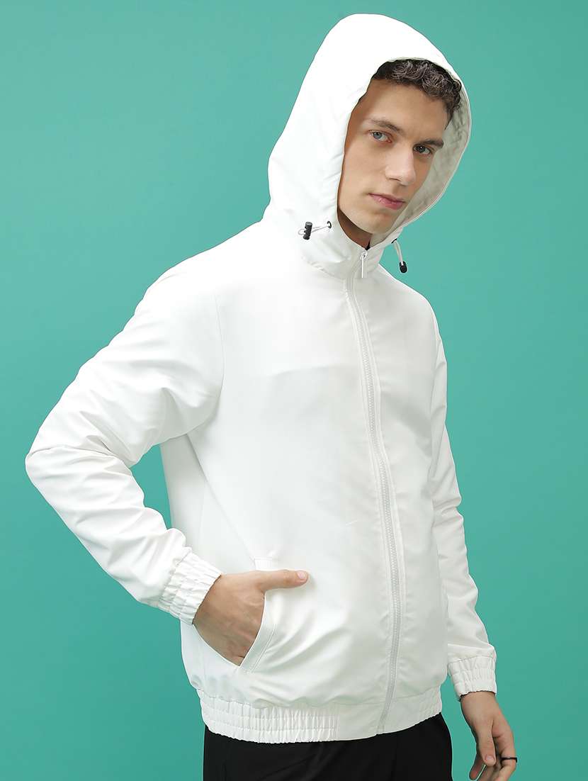 men solid long sleeve hood neck bomber jacket  - 21651062 -  Standard Image - 2