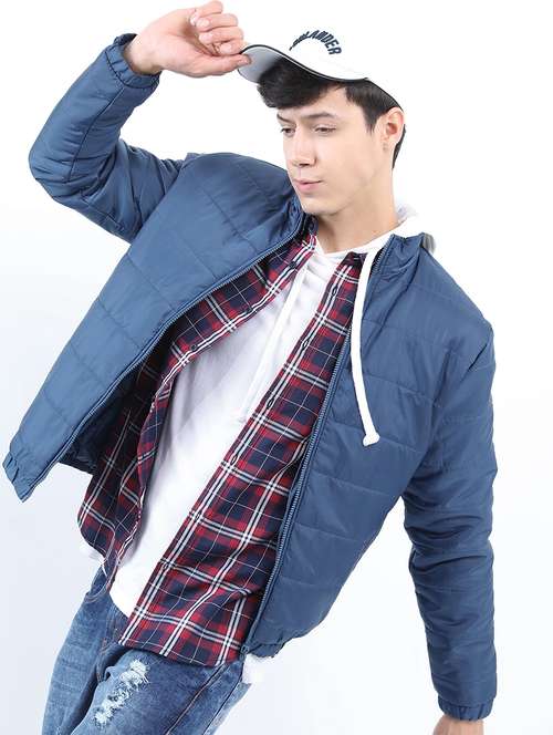 men solid long sleeve quilted jacket - 21651089 - Standard Image - 0