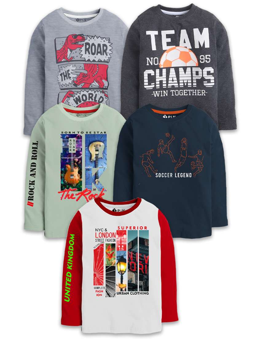 boys pack of 5 printed sweatshirts - 21651094 -  Zoom Image - 0
