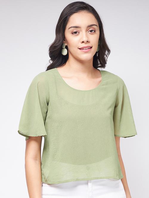 green chiffon regular top - 21651101 - Standard Image - 0
