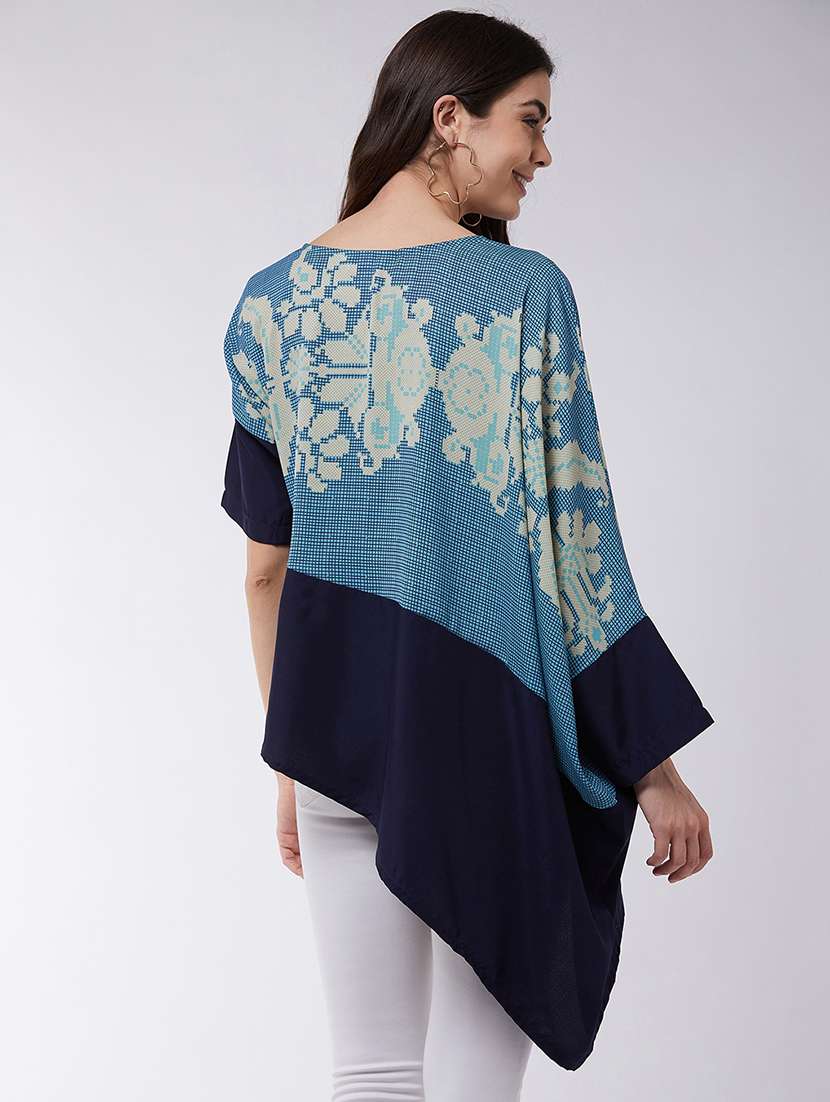 women printed round neck asymmetric top - 21651112 - Standard Image - 2