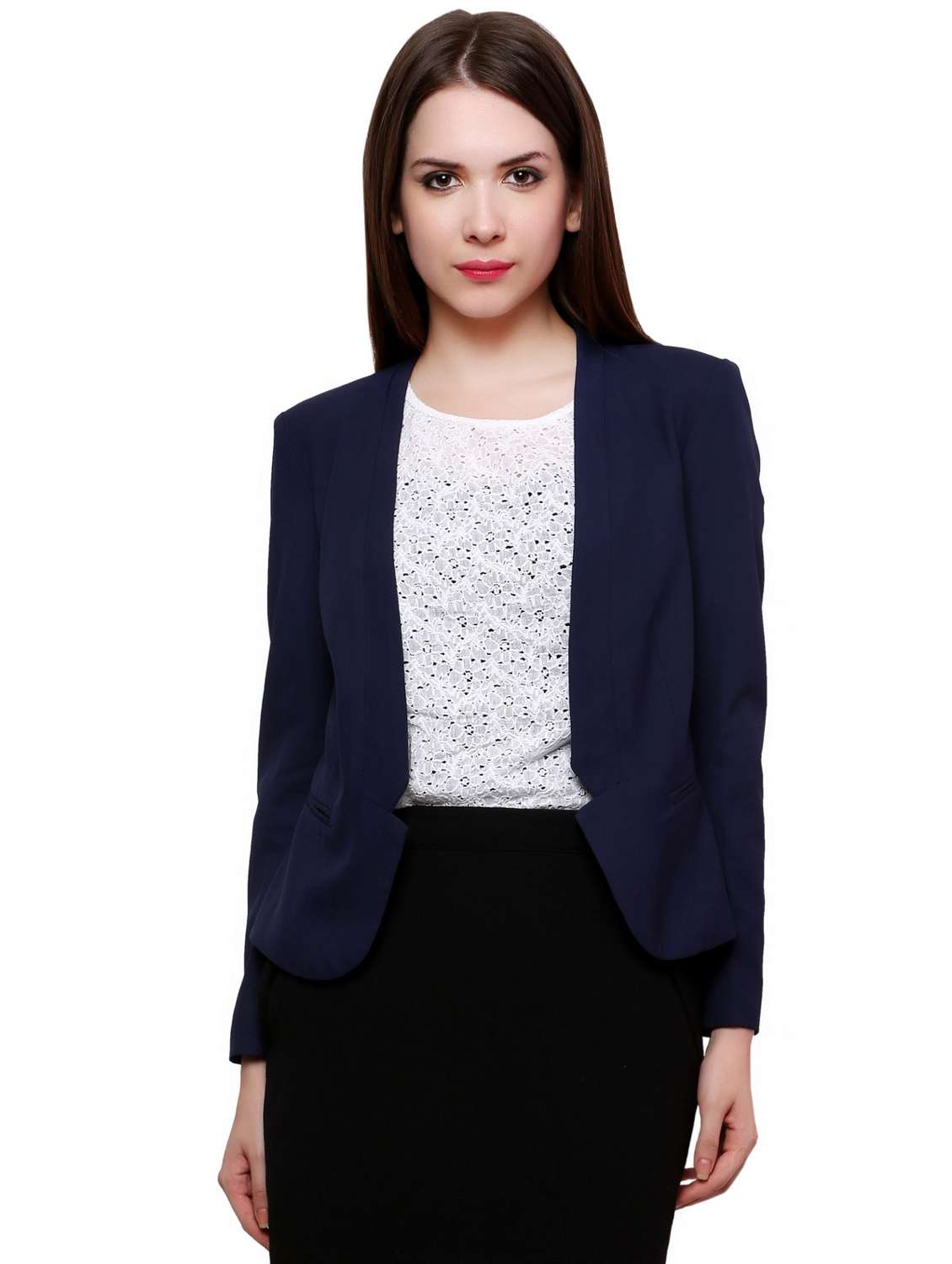 women solid long sleeves formal blazer