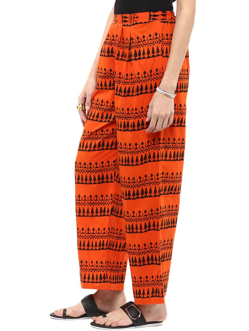 women printed mid rise relexed fit trouser - 21651214 -  Standard Image - 2