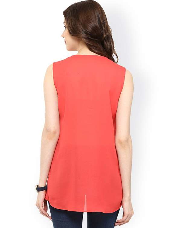 women coral key hole neck high-low top - 21651255 - Standard Image - 2