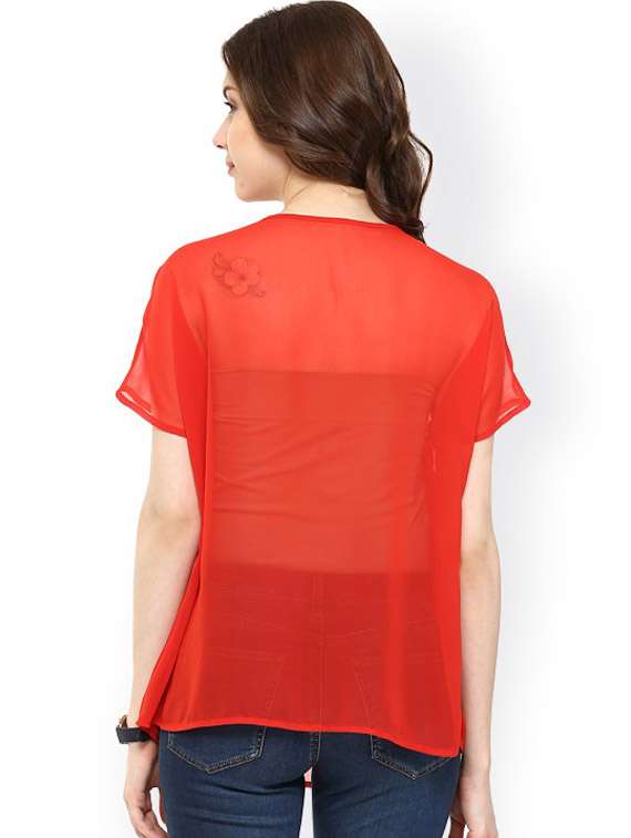 women red solid short sleeve top - 21651256 -  Standard Image - 2