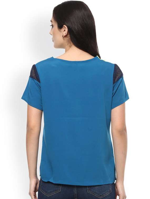 women color block short sleeve regular top - 21651259 - Standard Image - 2