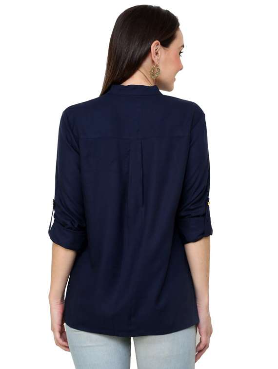 women solid key hole neck regular top - 21651315 -  Standard Image - 2