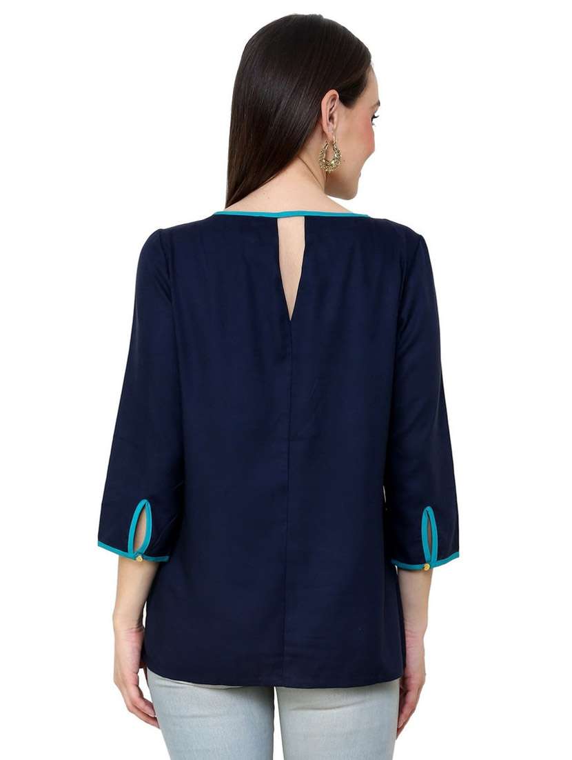 blue rayon regular top - 21651320 - Standard Image - 2