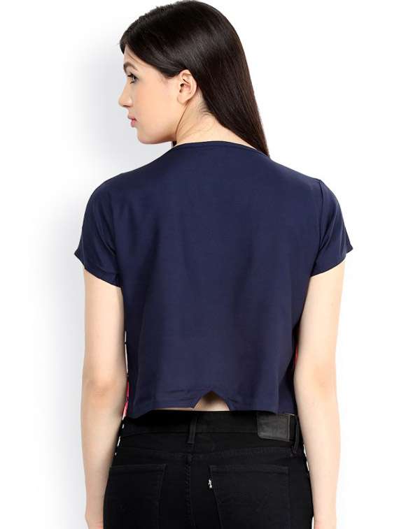 women printed short sleeves crop top - 21651323 -  Standard Image - 2