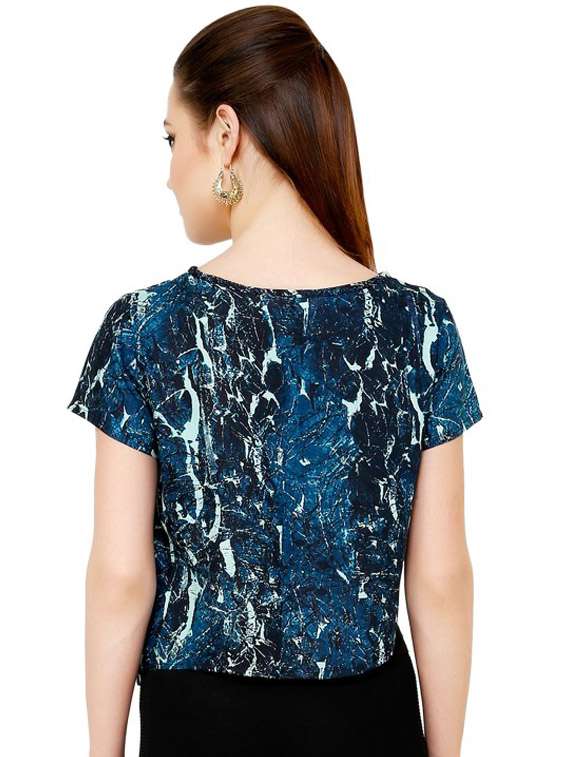 women printed short sleeves crop top - 21651325 -  Standard Image - 2