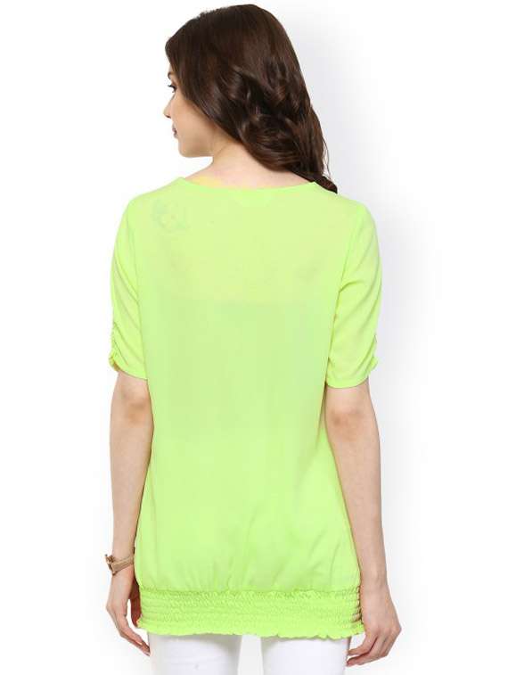women neon solid short sleeve regular top - 21651343 - Standard Image - 2