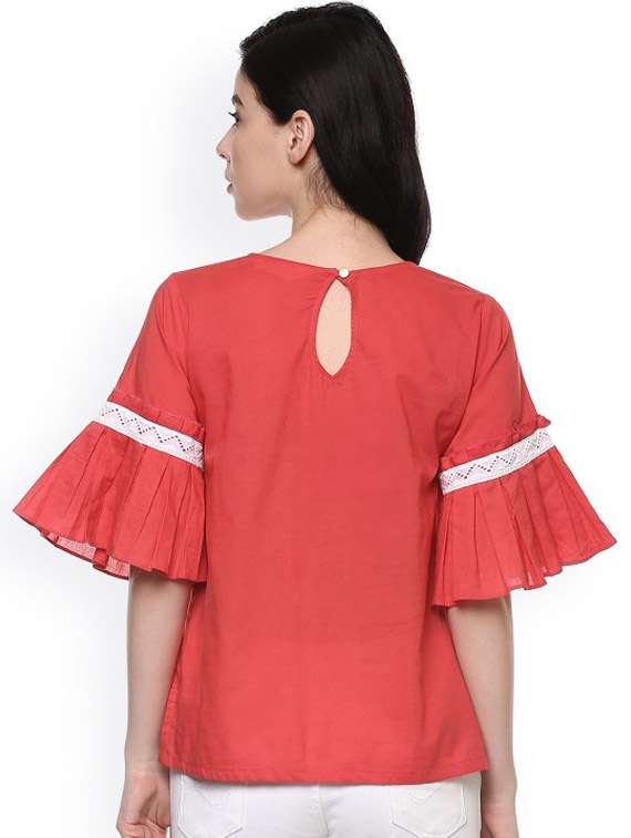 women solid round neck regular top - 21651381 - Standard Image - 2