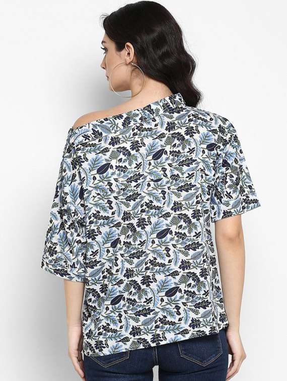 women printed asymmetric neck regular top - 21651401 - Standard Image - 2