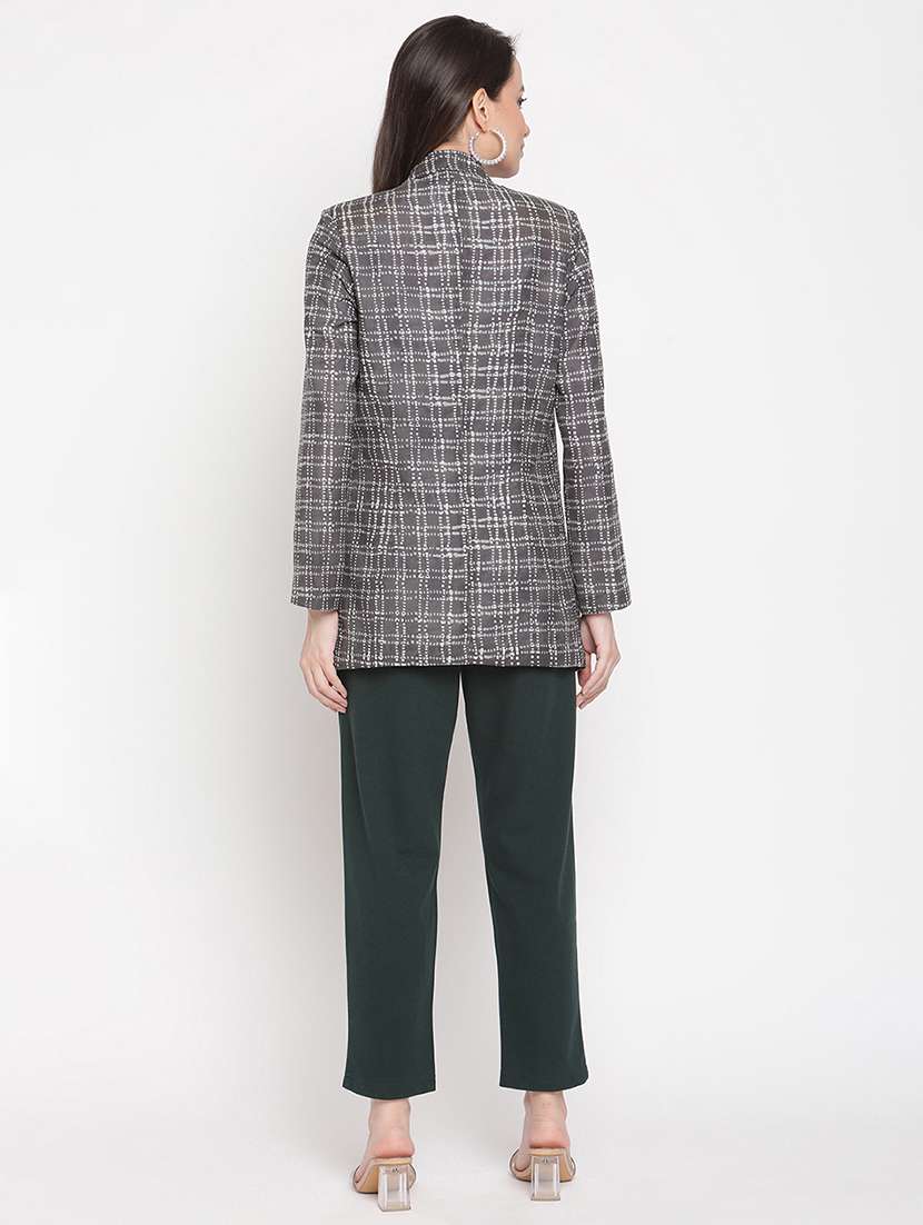 women grey printed full sleeve coat - 21651435 -  Standard Image - 2