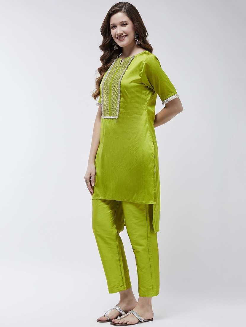 women solid with work kurta pant set - 21651473 -  Standard Image - 2