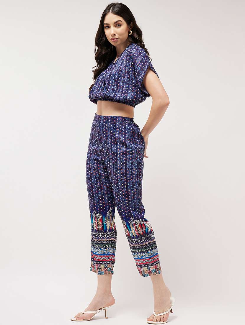 women printed top and trouser co-ord set - 21651482 - Standard Image - 2