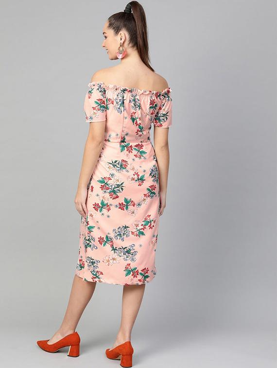 women floral print off shoulder sheath dress - 21651505 - Standard Image - 2