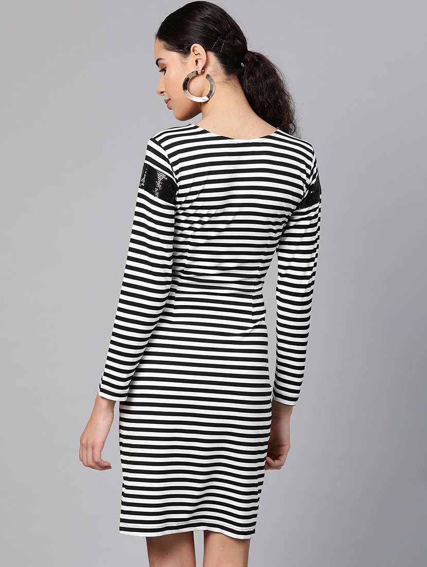 women striped round neck bodycon dress - 21651513 -  Standard Image - 2