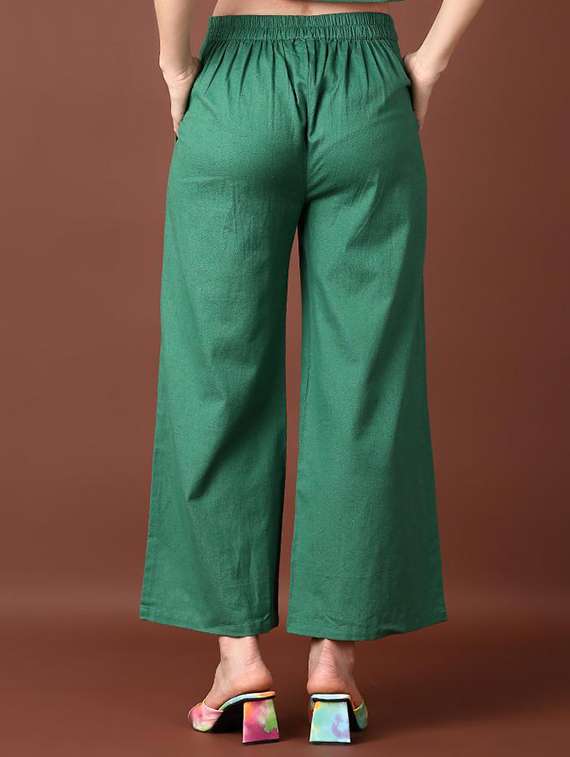 women solid mid rise ankle length trouser - 21651524 -  Standard Image - 2