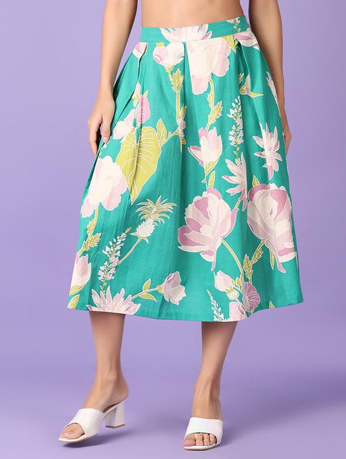 women mid rise printed pleated skirt - 21651527 - Standard Image - 0
