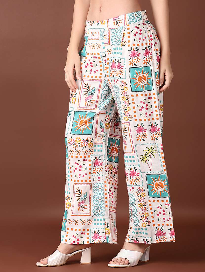 women mid rise printed wide leg trouser - 21651529 -  Standard Image - 2