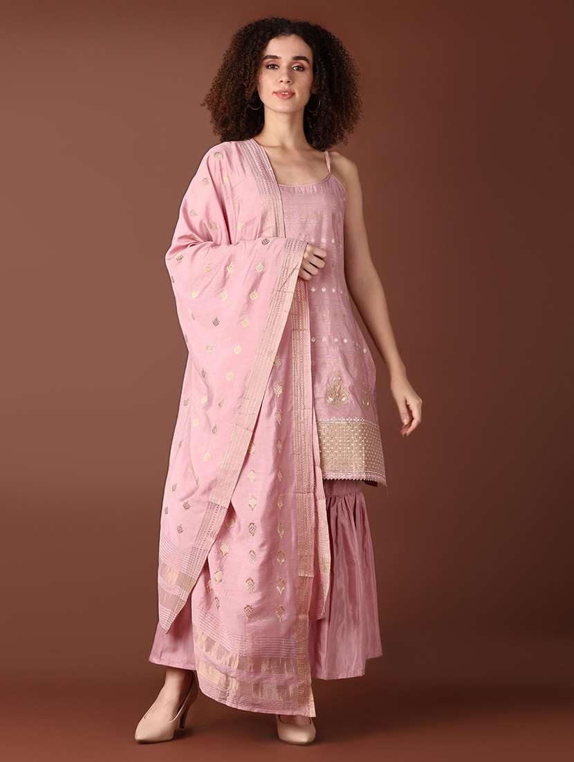 women mauve kurta sharara set with dupatta