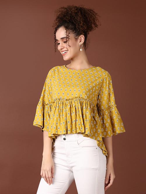 women round neck printed peplum top - 21651549 -  Standard Image - 0
