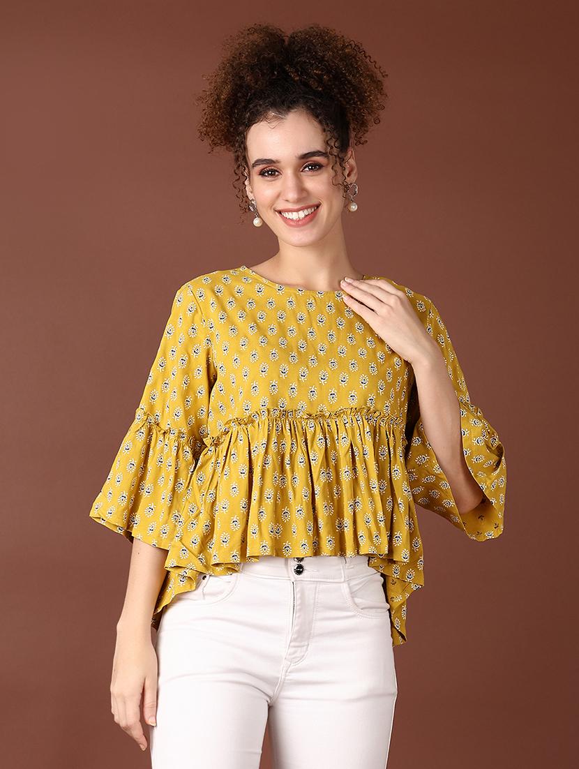 women round neck printed peplum top - 21651549 - Standard Image - 2