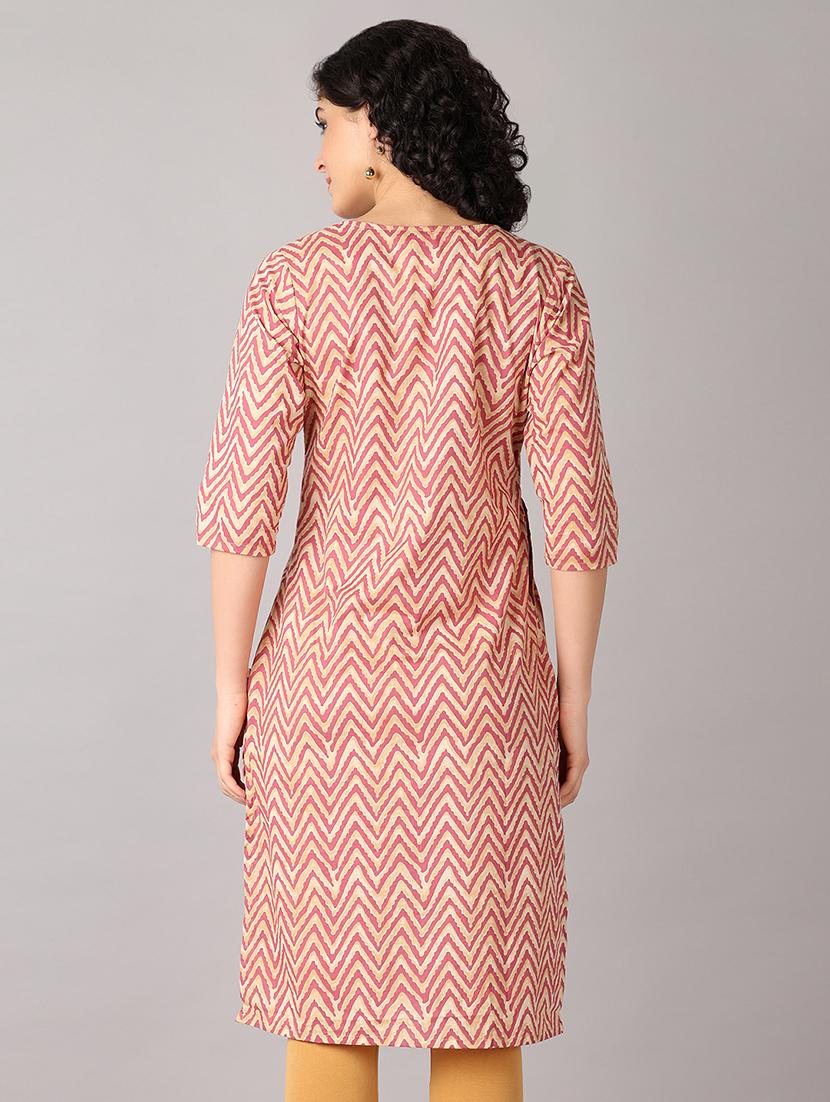 women three quarter sleeve straight kurta - 21651554 - Standard Image - 2