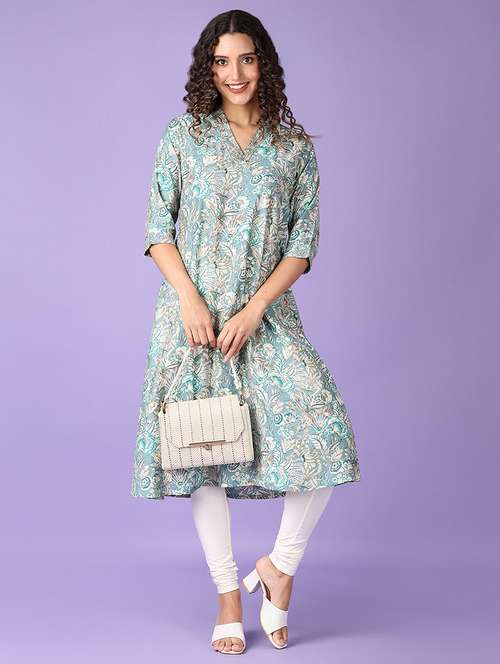 women three quarter sleeve a-line kurta - 21651557 - Standard Image - 0