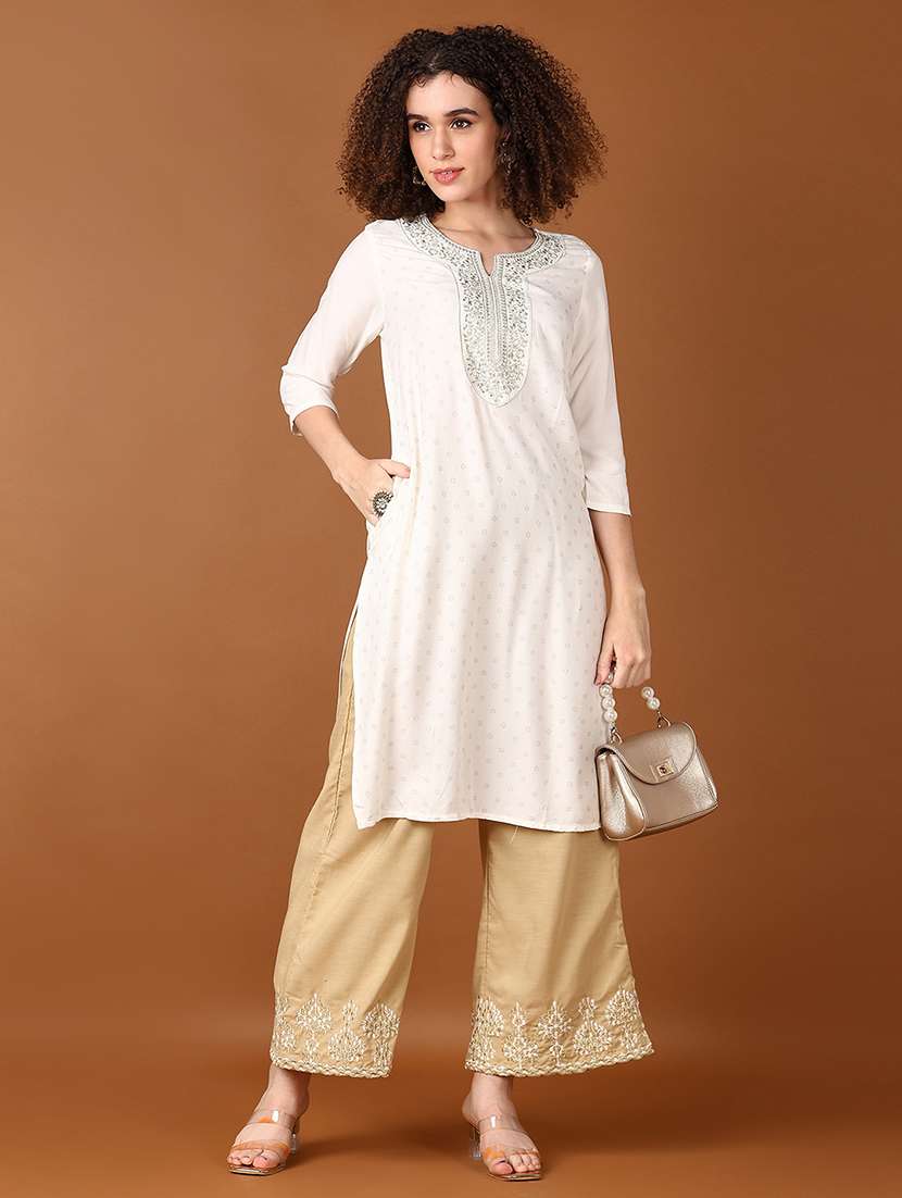 women three quarter sleeve straight kurta - 21651559 - Zoom Image - 0