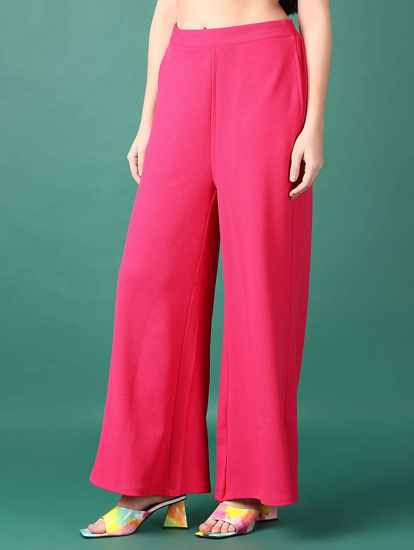 women mid rise solid wide leg trouser - 21651578 -  Standard Image - 2