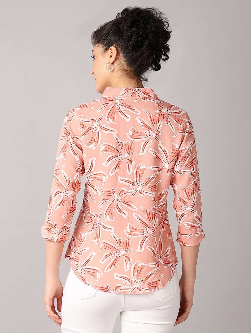 women peach printed regular shirt - 21651582 -  Standard Image - 2