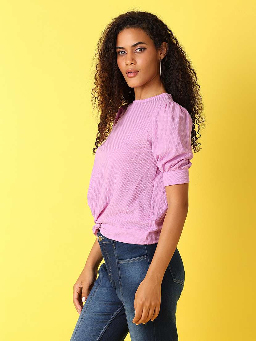 women round neck solid regular top - 21651588 -  Standard Image - 2