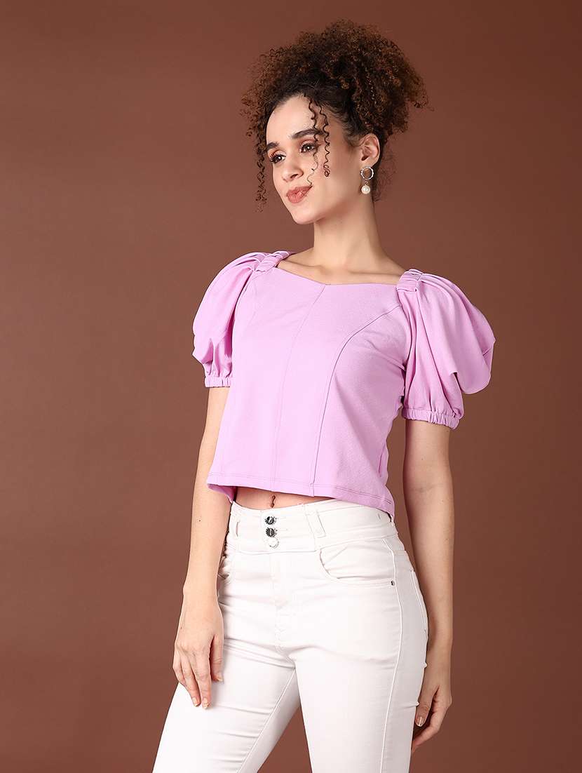 women sweeteat neck solid crop top - 21651591 -  Standard Image - 2