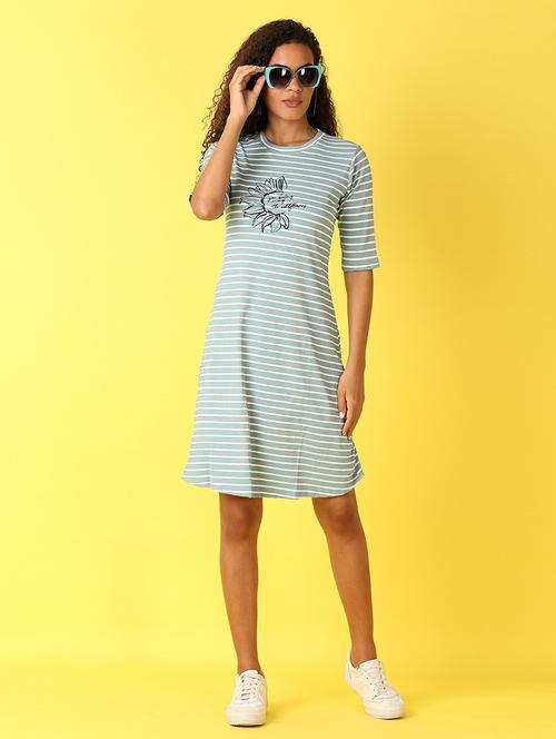 women round neck striped t-shirt dress - 21651606 - Standard Image - 0