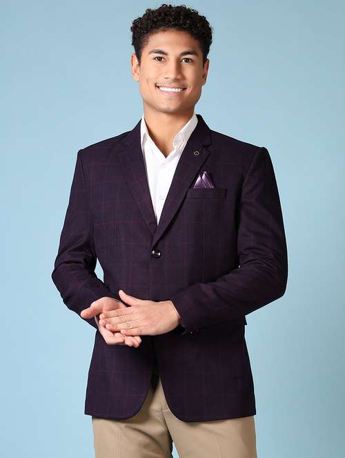 men long sleeves checkered single breasted casual blazer - 21651610 -  Standard Image - 0