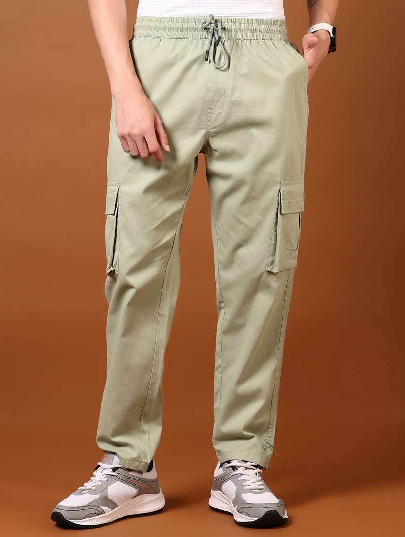 men solid mod rise cargo
